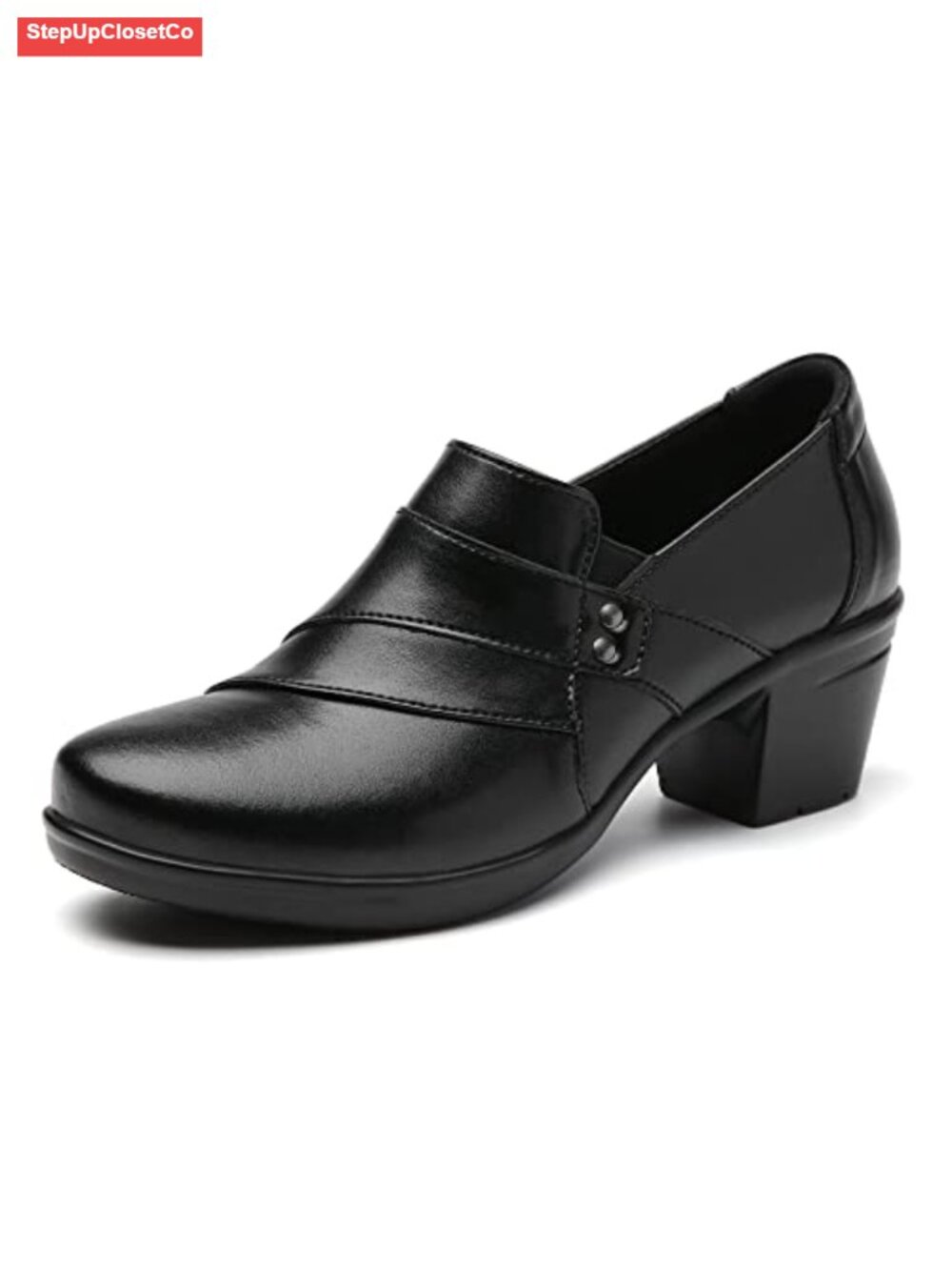 Women's Slip On Loafers Comfortable 2.16 Inch Kitten Heel Work Office Dress